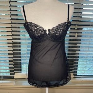 🖤Victoria’s Secret Black Sheer Babydoll Chemise Nightgown With Lace Sz M